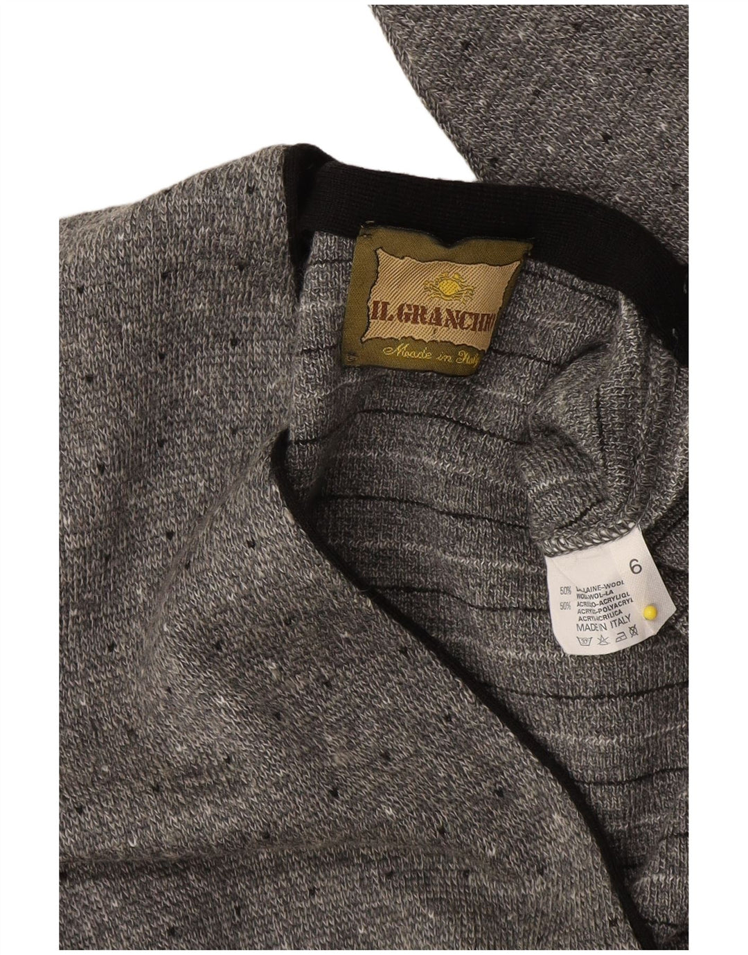 Il Granchio Mens Cardigan Sweater Medium Grey Flecked Wool