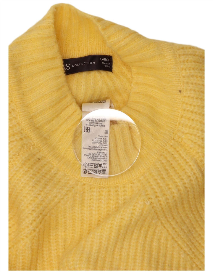 Marks & Spencer Womens Crew Neck Jumper Sweater UK 16 Large Yellow