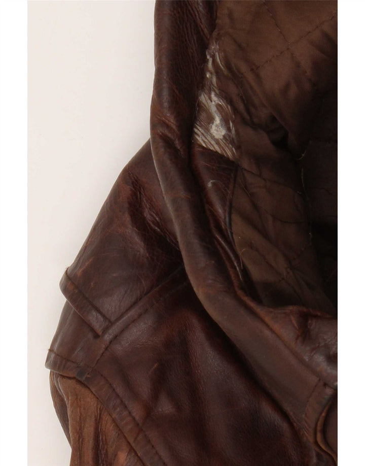 PETER KEEN Mens Leather Jacket IT 52 XL Brown