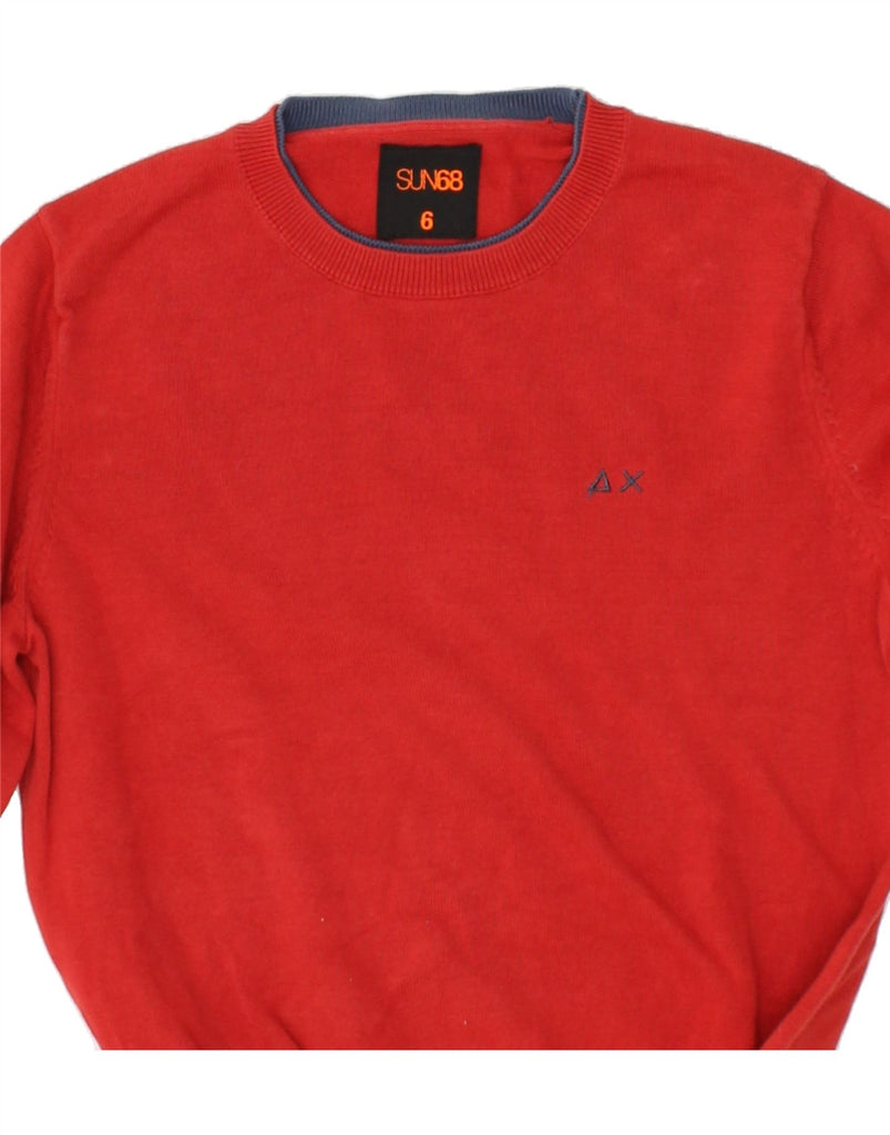 SUN68 Boys Crew Neck Jumper Sweater 5-6 Years Red Cotton | Vintage Sun68 | Thrift | Second-Hand Sun68 | Used Clothing | Messina Hembry 