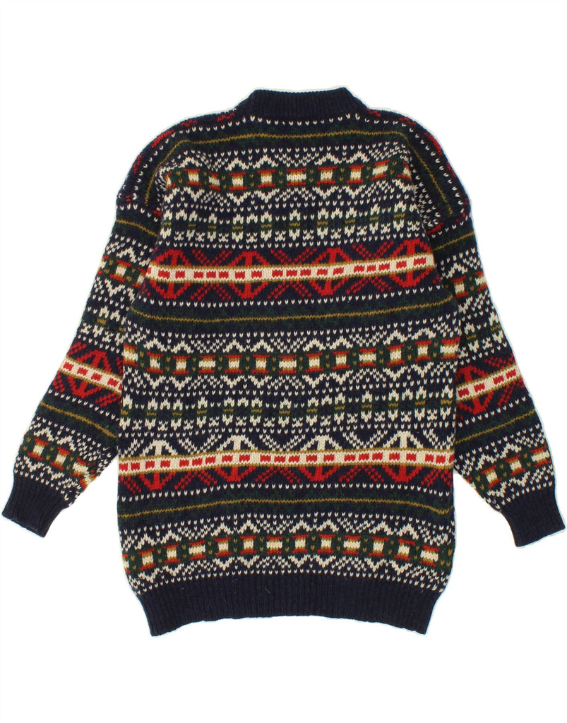 ESPRIT Boys Crew Neck Jumper Sweater 14-15 Years Navy Blue Fair Isle Vintage Esprit and Second-Hand Esprit from Messina Hembry 