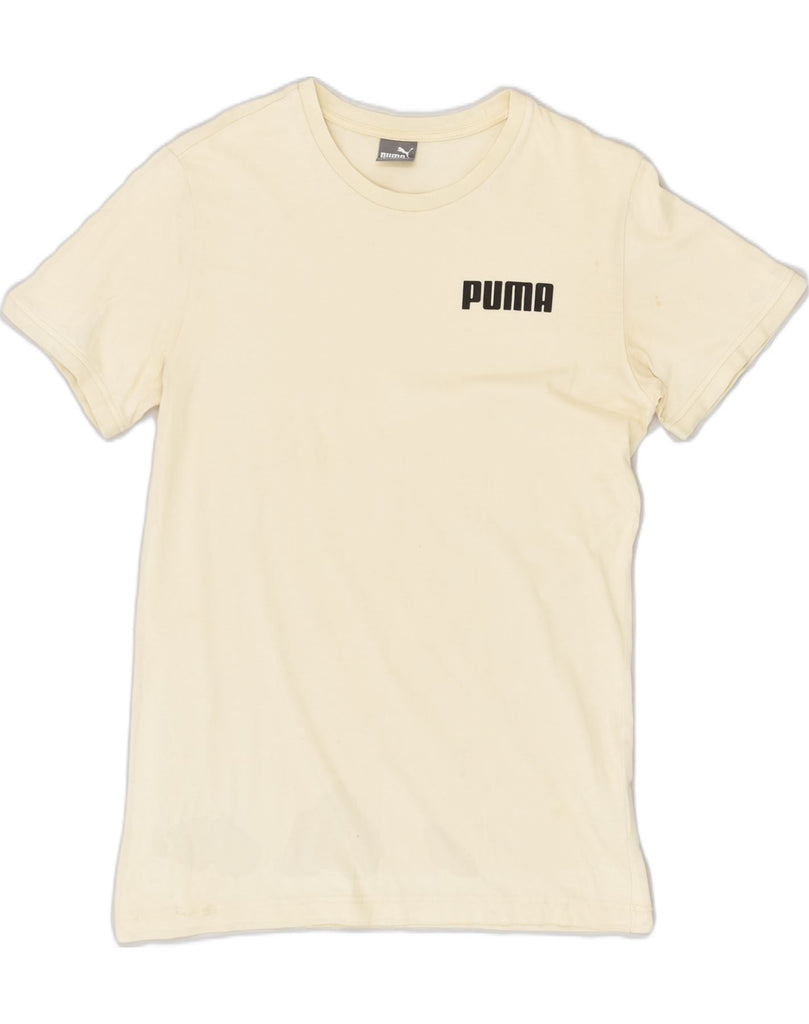 PUMA Mens T-Shirt Top Small Beige Cotton | Vintage Puma | Thrift | Second-Hand Puma | Used Clothing | Messina Hembry 