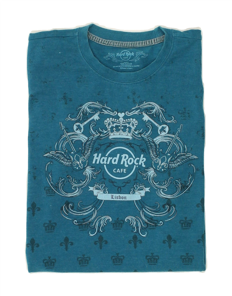 HARD ROCK CAFE Womens Lisbon Graphic T-Shirt Top UK 16 Large Blue Cotton | Vintage Hard Rock Cafe | Thrift | Second-Hand Hard Rock Cafe | Used Clothing | Messina Hembry 