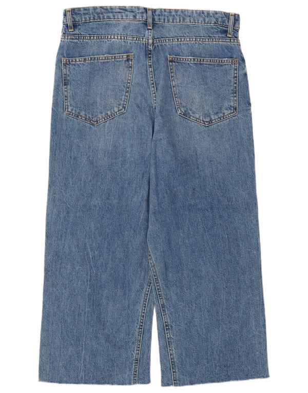 Zara Womens High Waist Capri Wide Leg Jeans EU 38 Small W28 L21 Blue Cotton