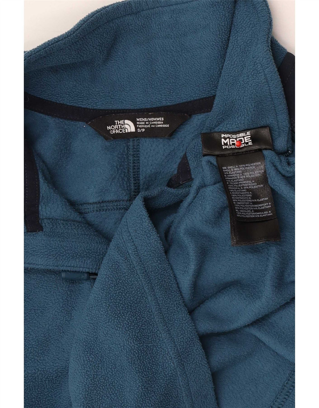 The North Face Mens Zip Neck Fleece Jumper Small Blue Colourblock Polyester
