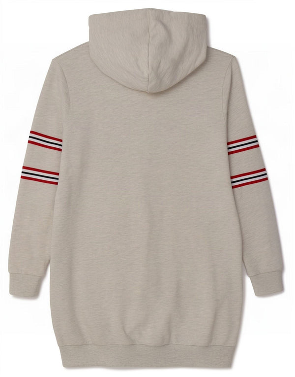 Superdry Womens Graphic Hoodie Dress UK 12 Medium Grey Striped Cotton