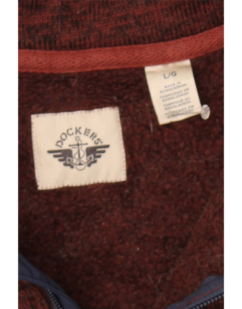 DOCKERS Mens Zip Neck Sweatshirt Jumper Large Brown Flecked Polyamide Vintage Dockers and Second-Hand Dockers from Messina Hembry 