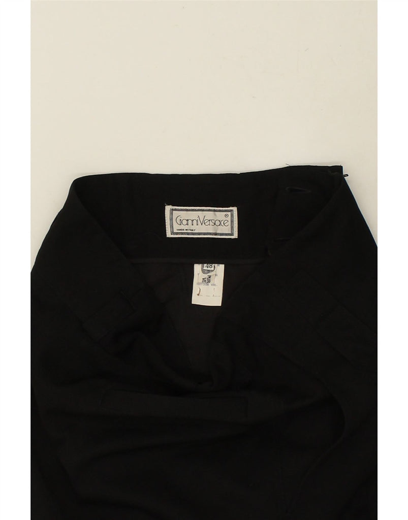 GIANNI VERSACE Womens High Waist Chino Trousers IT 48 XL W32 L33 Black | Vintage Gianni Versace | Thrift | Second-Hand Gianni Versace | Used Clothing | Messina Hembry 