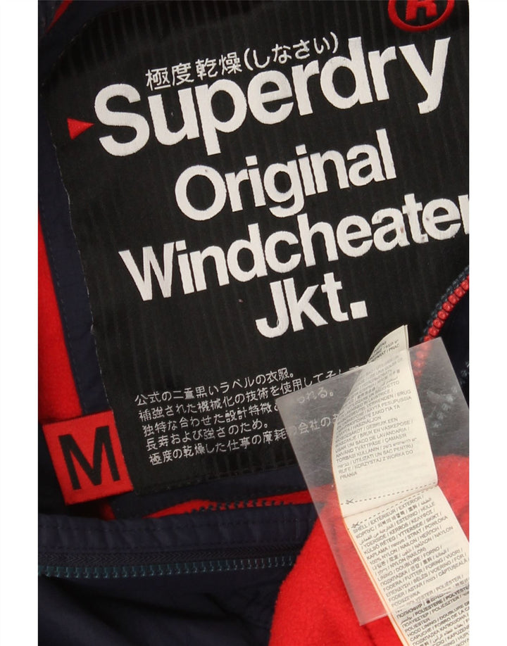 Superdry Womens Graphic Windbreaker Jacket UK 14 Medium Navy Blue