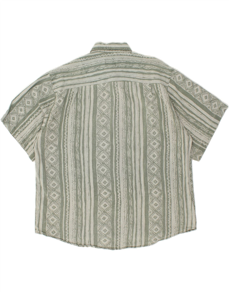 VINTAGE Mens Short Sleeve Shirt XL Grey Striped Cotton Vintage Vintage and Second-Hand Vintage from Messina Hembry 