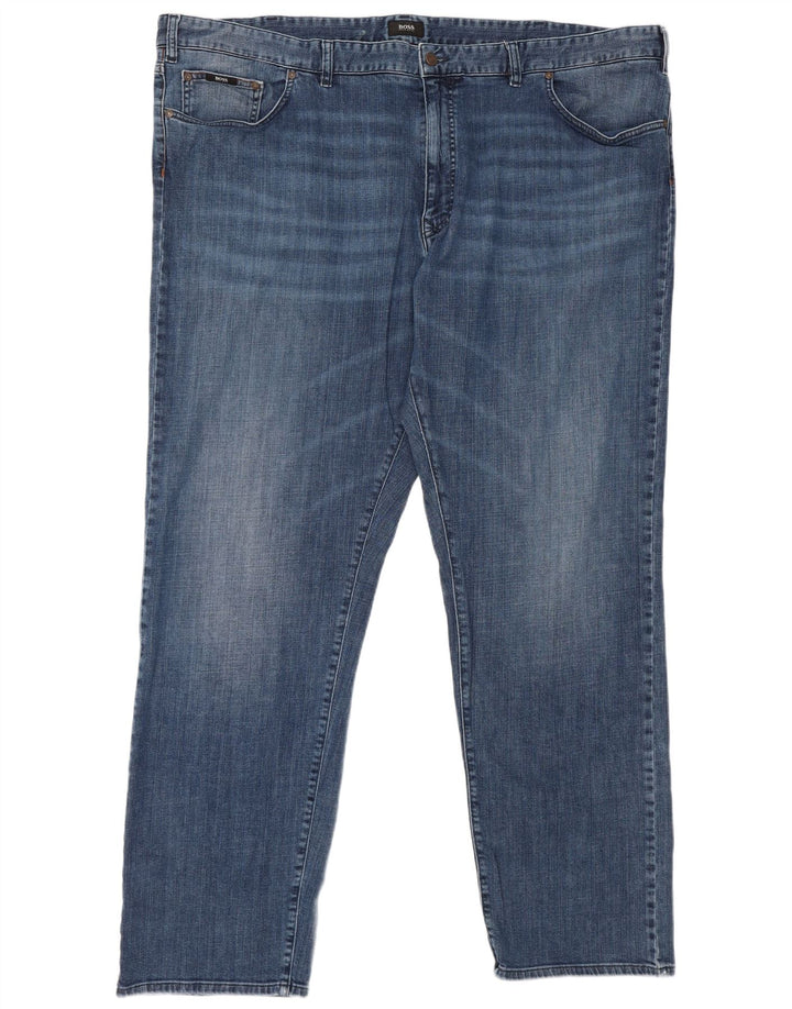 Hugo Boss Mens Straight Jeans W48 L34 Blue Cotton