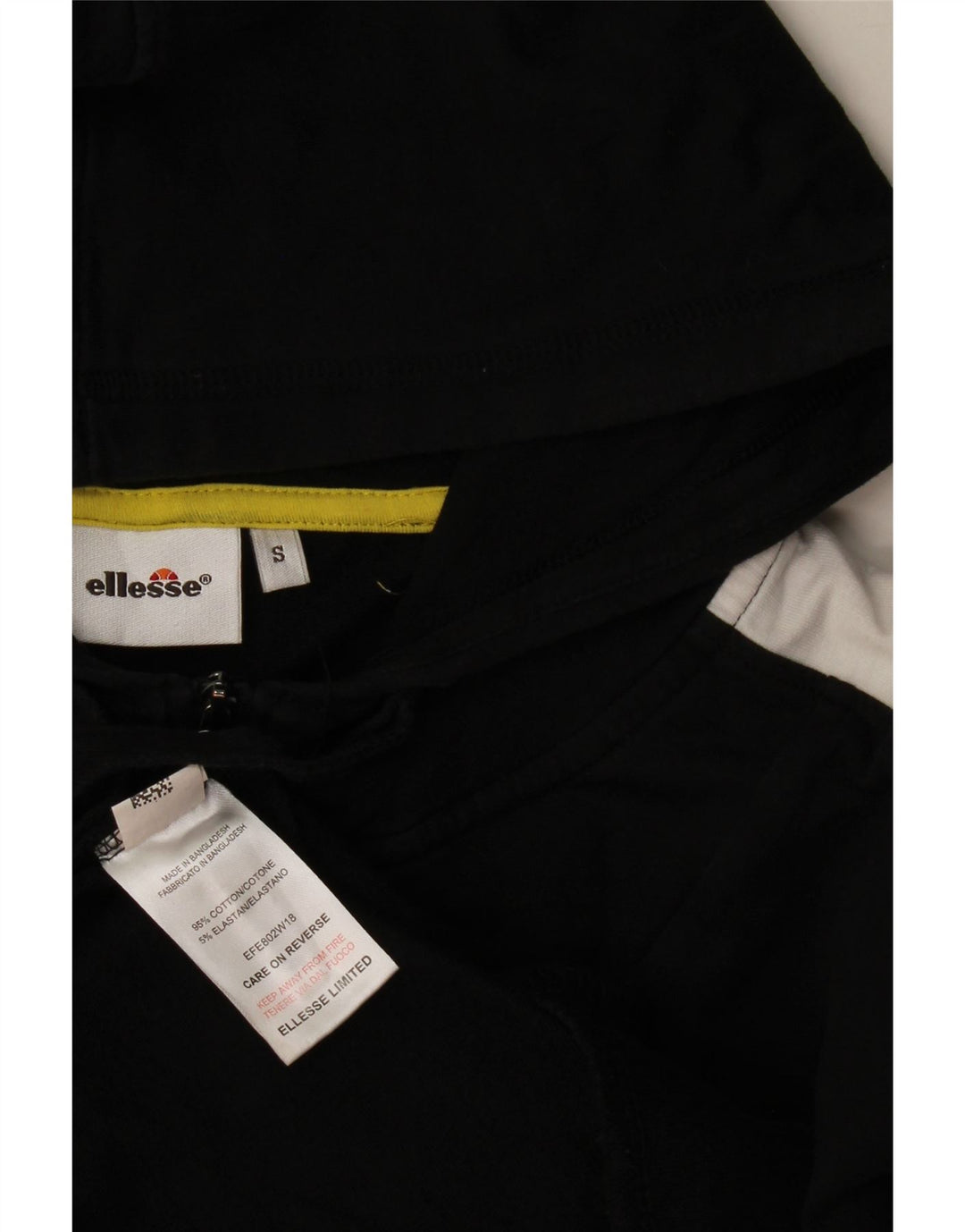 Ellesse Mens Zip Hoodie Sweater Small Black Colourblock Cotton