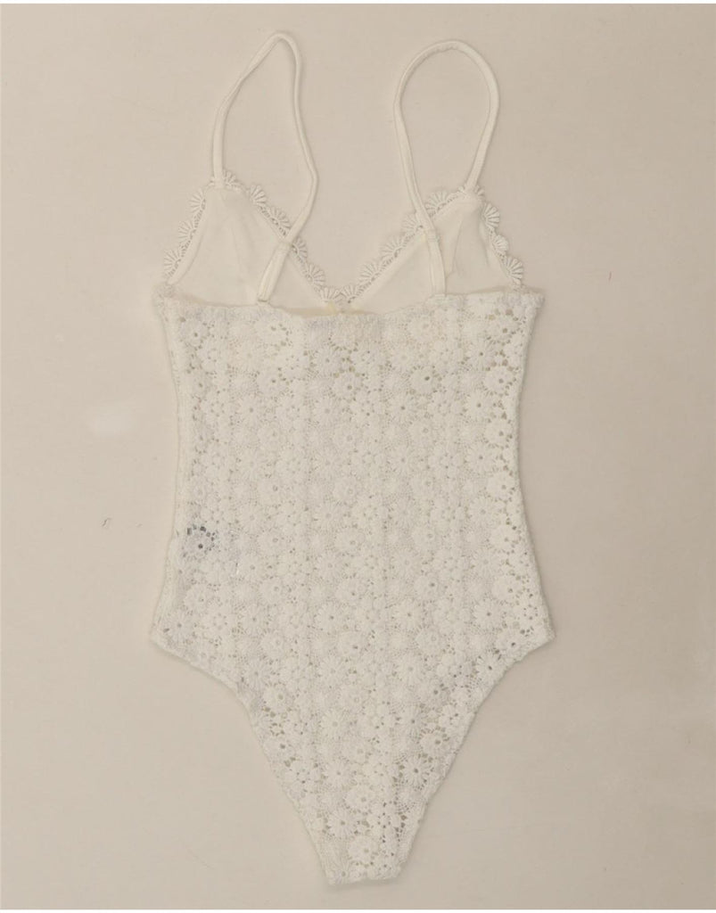 H&M Womens Bodysuit UK 6 XS White Polyester Vintage H&M and Second-Hand H&M from Messina Hembry 