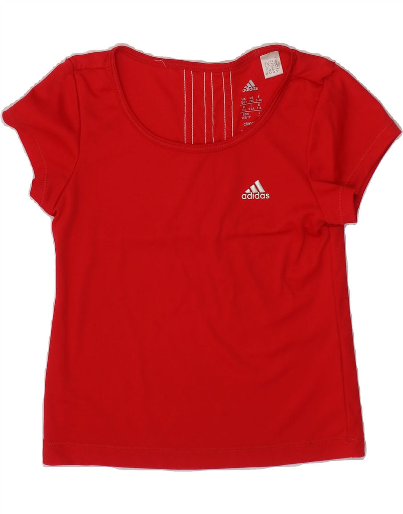 ADIDAS Girls T-Shirt Top 5-6 Years Red Polyester Vintage Adidas and Second-Hand Adidas from Messina Hembry 