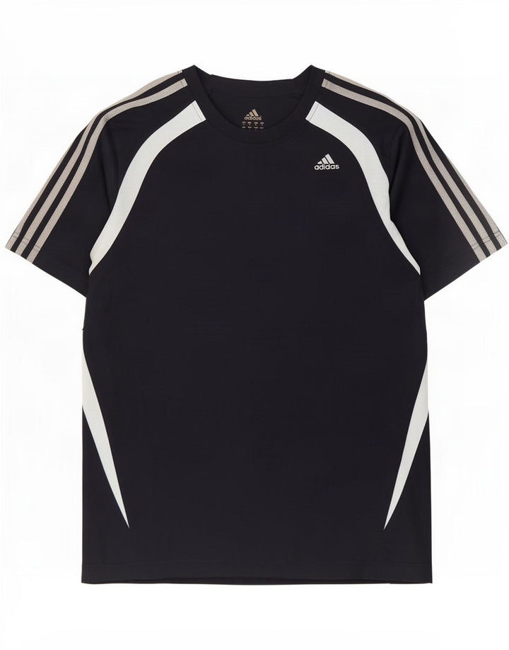 Adidas Mens T-Shirt Top Medium Navy Blue Colourblock Polyester