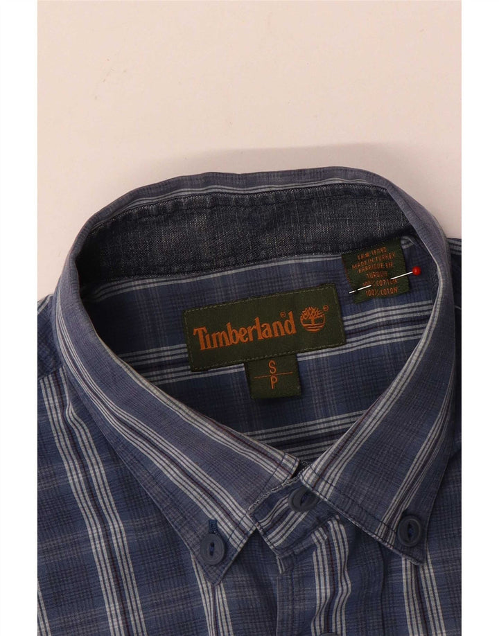 Timberland Mens Short Sleeve Shirt Small Blue Check Cotton