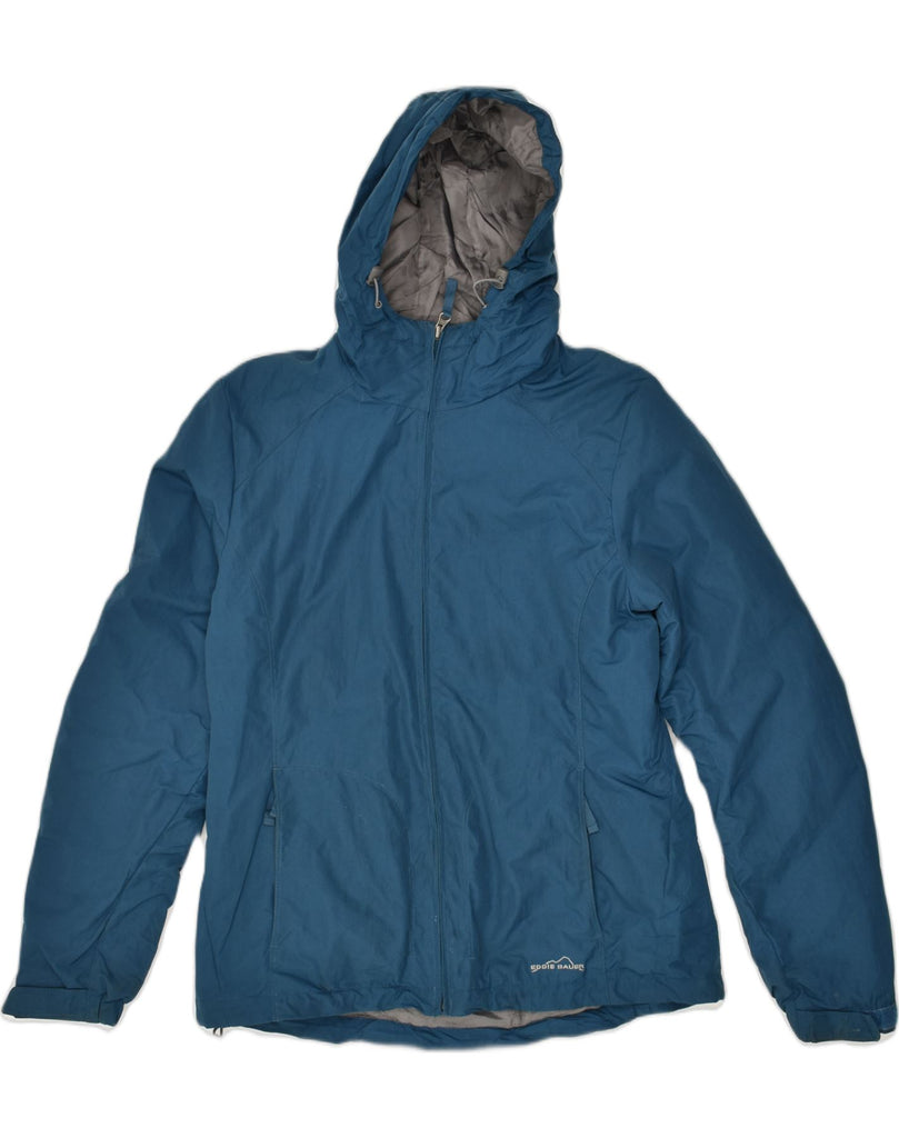 EDDIE BAUER Womens Hooded Windbreaker Jacket UK 14 Medium Blue Nylon | Vintage Eddie Bauer | Thrift | Second-Hand Eddie Bauer | Used Clothing | Messina Hembry 