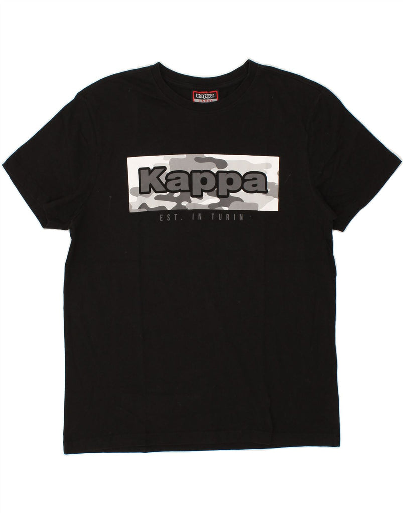 KAPPA Mens Graphic T-Shirt Top Large Black Cotton | Vintage Kappa | Thrift | Second-Hand Kappa | Used Clothing | Messina Hembry 