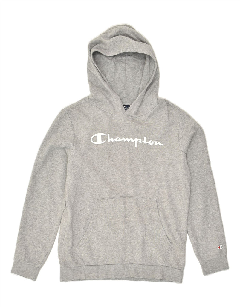 CHAMPION Boys Graphic Hoodie Jumper 13-14 Years XL Grey Cotton | Vintage Champion | Thrift | Second-Hand Champion | Used Clothing | Messina Hembry 