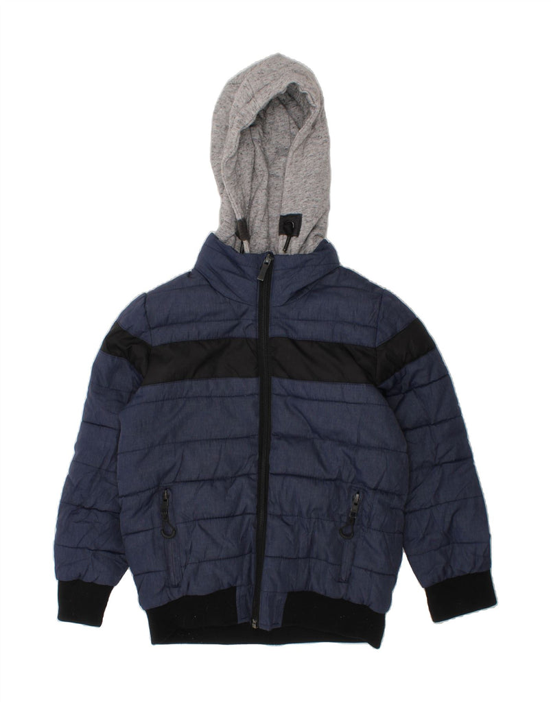 DKNY Boys Hooded Padded Jacket 5-6 Years Navy Blue Colourblock Polyamide Vintage Dkny and Second-Hand Dkny from Messina Hembry 