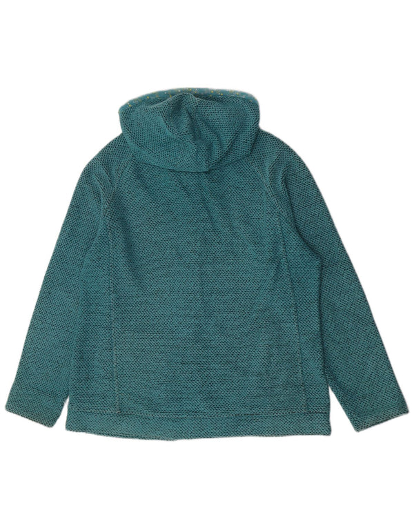 Weird Fish Womens Zip Hoodie Sweater UK 16 Large Turquoise Cotton