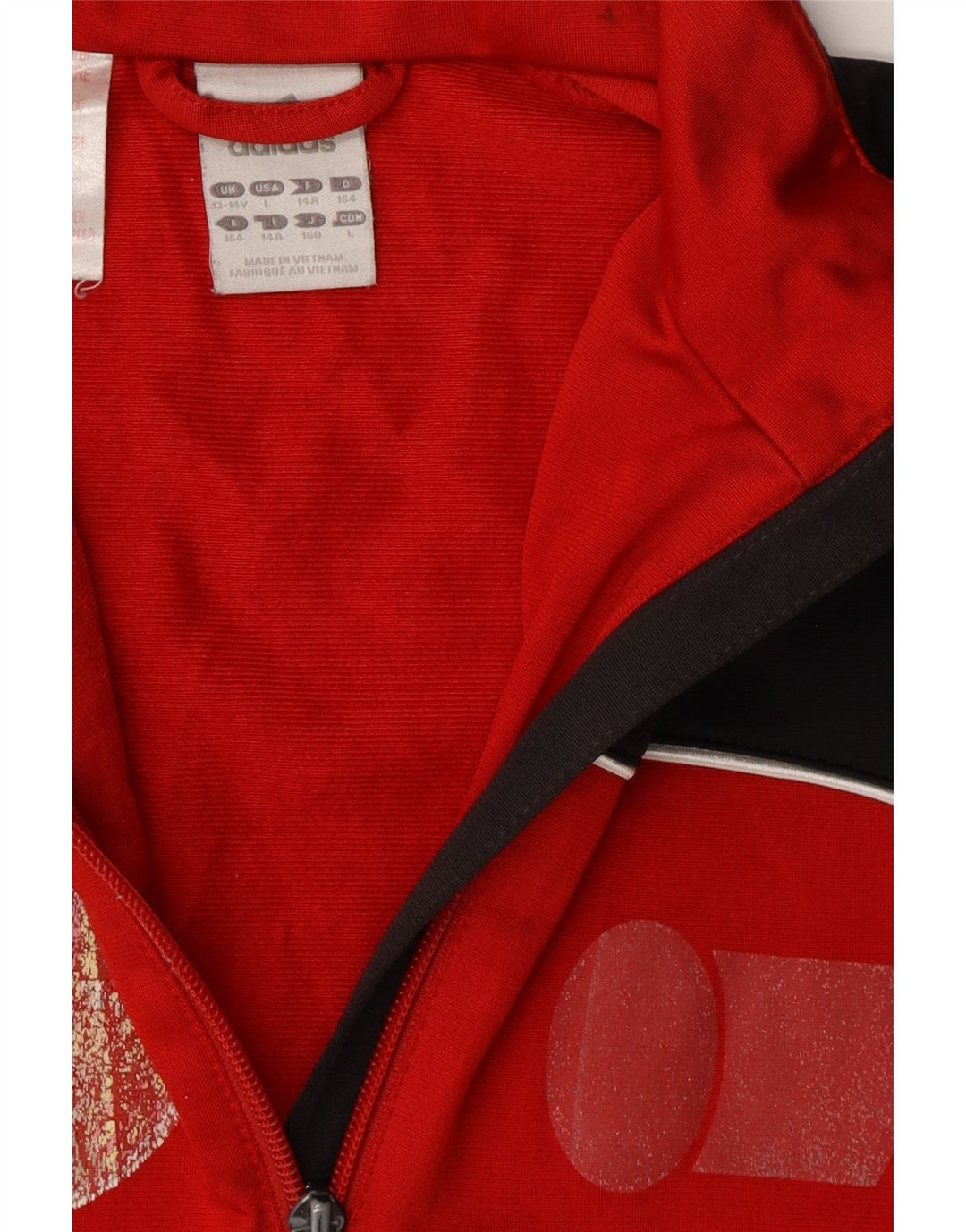 ADIDAS Boys Tracksuit Top Jacket 13-14 Years Red Colourblock Polyester