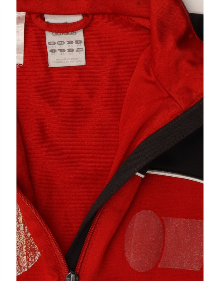 ADIDAS Boys Tracksuit Top Jacket 13-14 Years Red Colourblock Polyester