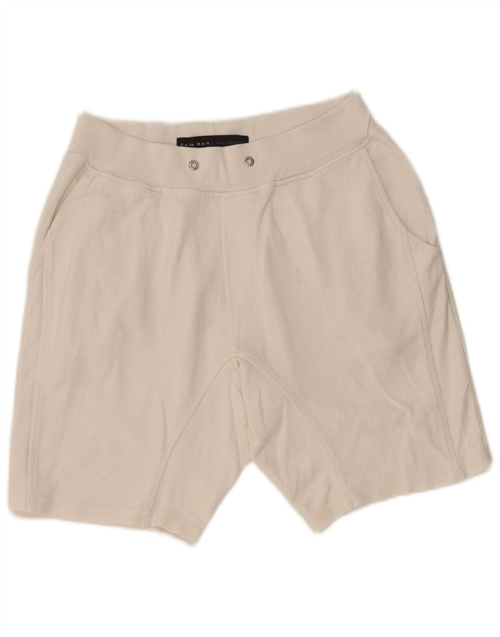 Zara Mens Chino Shorts Medium W31 White Cotton