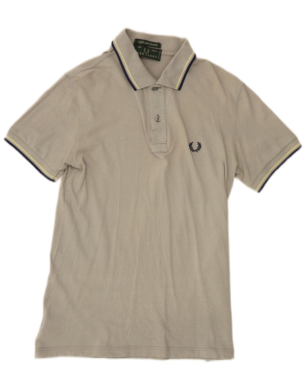Fred Perry Mens Polo Shirt Small Grey Striped Cotton