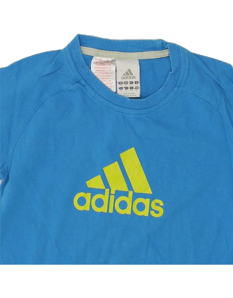 ADIDAS Boys Graphic T-Shirt Top 7-8 Years Blue Cotton | Vintage Adidas | Thrift | Second-Hand Adidas | Used Clothing | Messina Hembry 