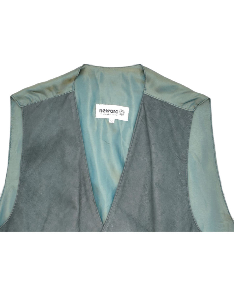 VINTAGE Mens Leather Waistcoat IT 50 Medium Green Leather | Vintage | Thrift | Second-Hand | Used Clothing | Messina Hembry 