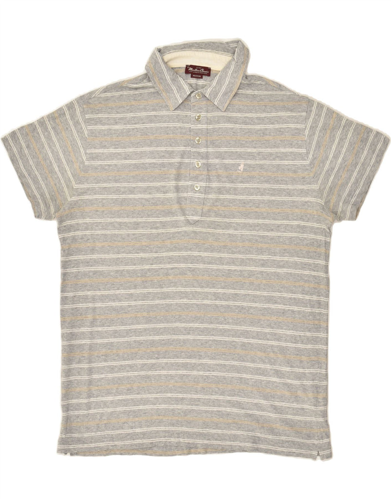 MARLBORO CLASSICS Mens Polo Shirt Medium Grey Striped Cotton | Vintage Marlboro Classics | Thrift | Second-Hand Marlboro Classics | Used Clothing | Messina Hembry 