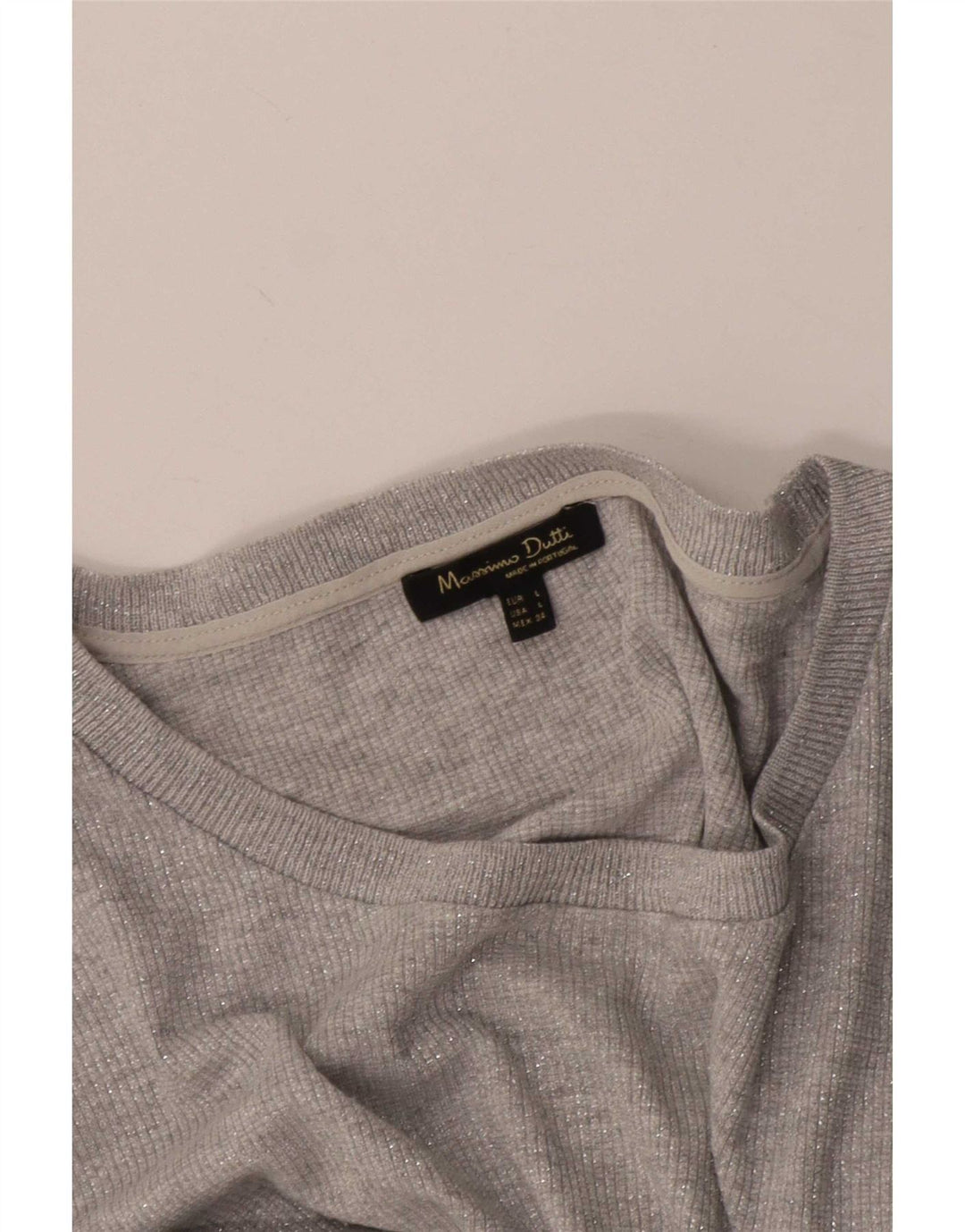 Massimo Dutti Womens Top 3/4 Sleeve UK 16 Large Grey