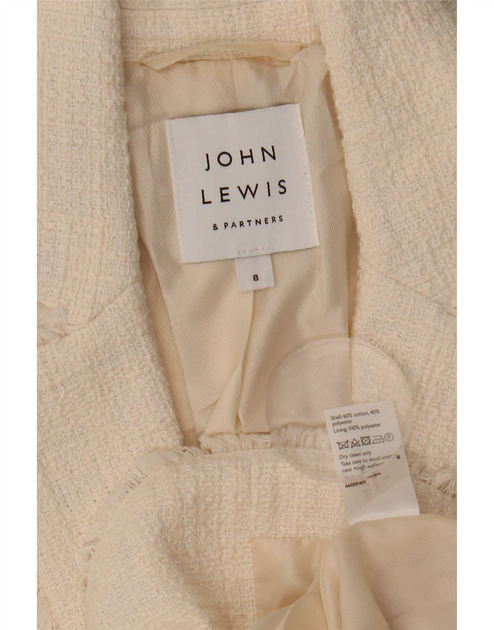 John Lewis Womens 1 Button Blazer Jacket UK 10 Small White Cotton
