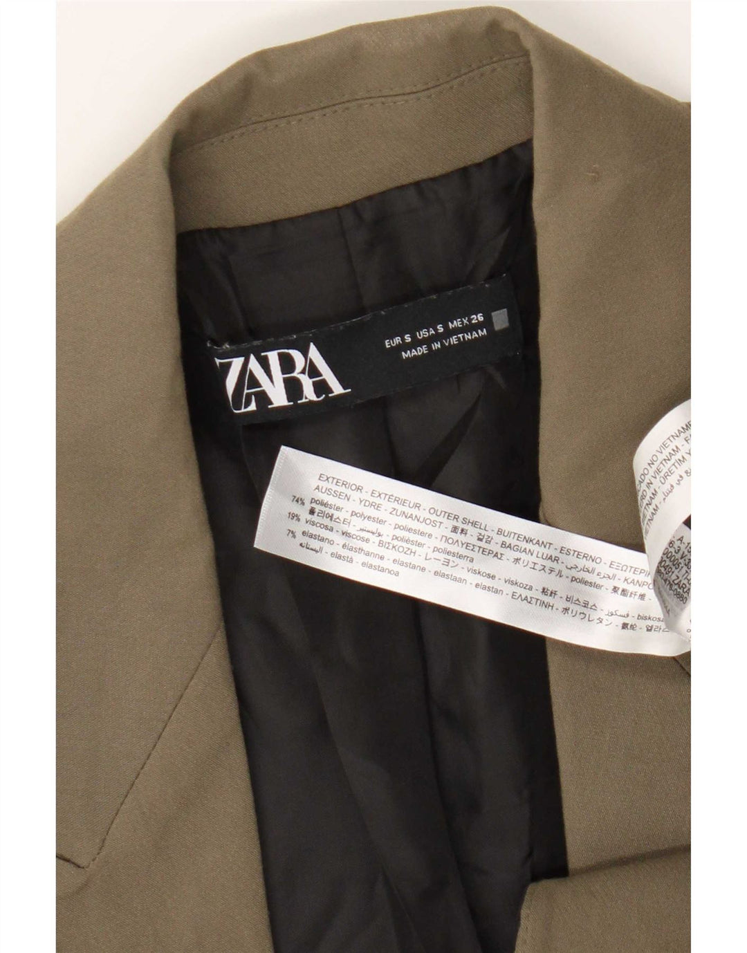 Zara Mens Double Breasted Blazer Jacket UK 36 Small Beige Polyester