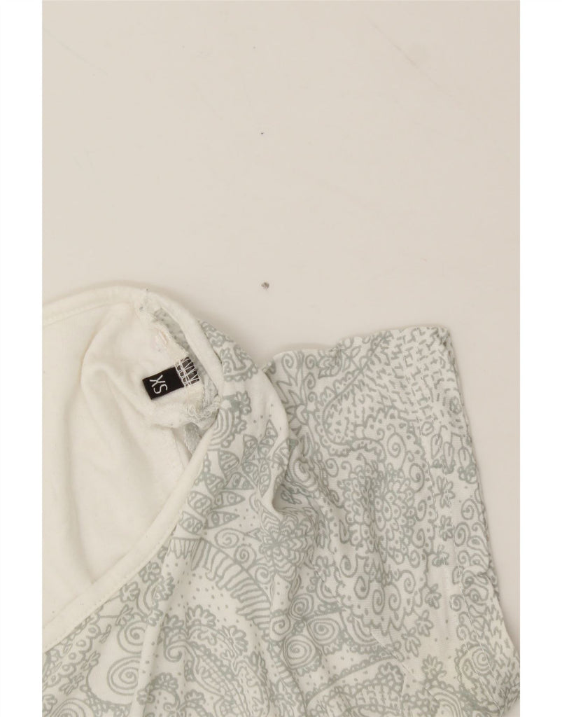 DESIGUAL Womens Graphic T-Shirt Top UK 6 XS Off White Floral Butterfly Vintage Desigual and Second-Hand Desigual from Messina Hembry 