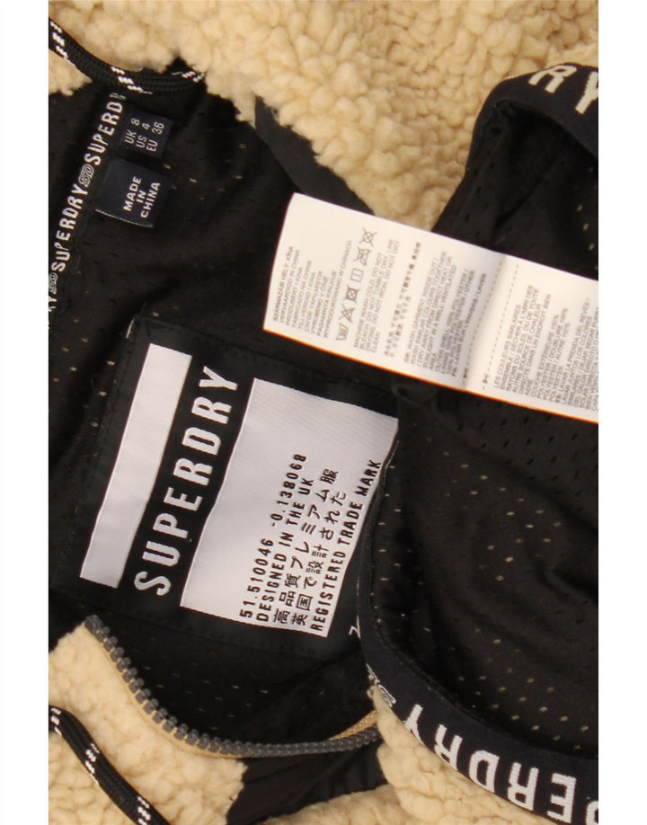 Superdry Womens Oversized Graphic Fleece Jumper UK 8 Small Beige