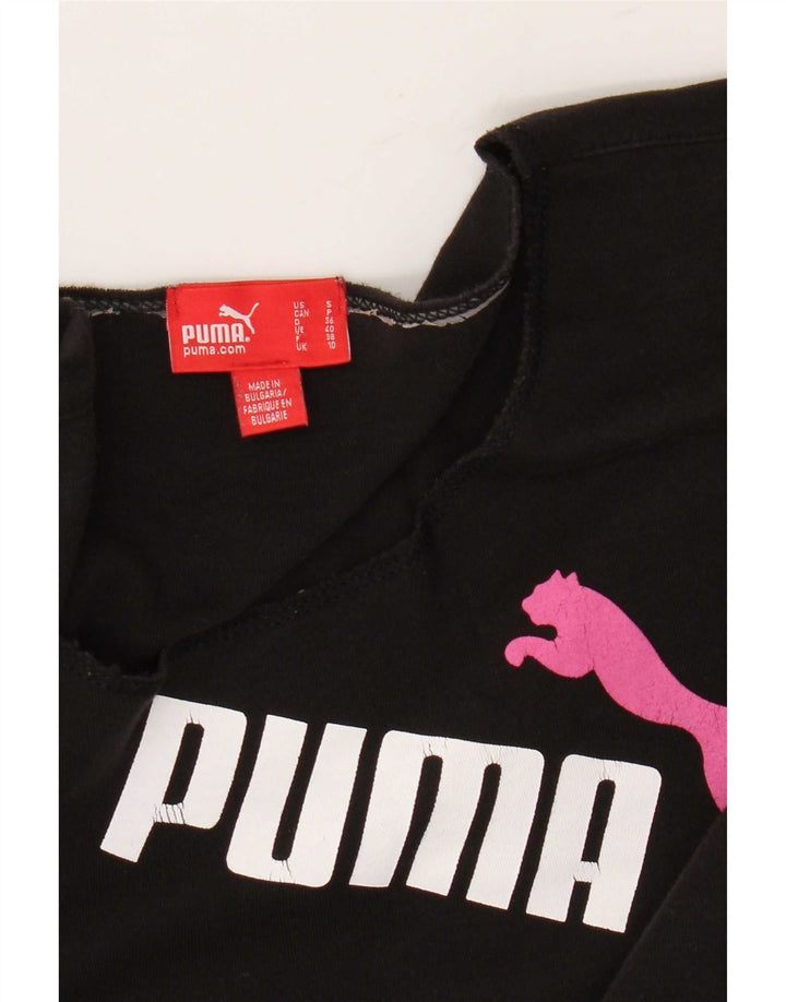 Puma Womens Graphic Top Long Sleeve UK 10 Small Black