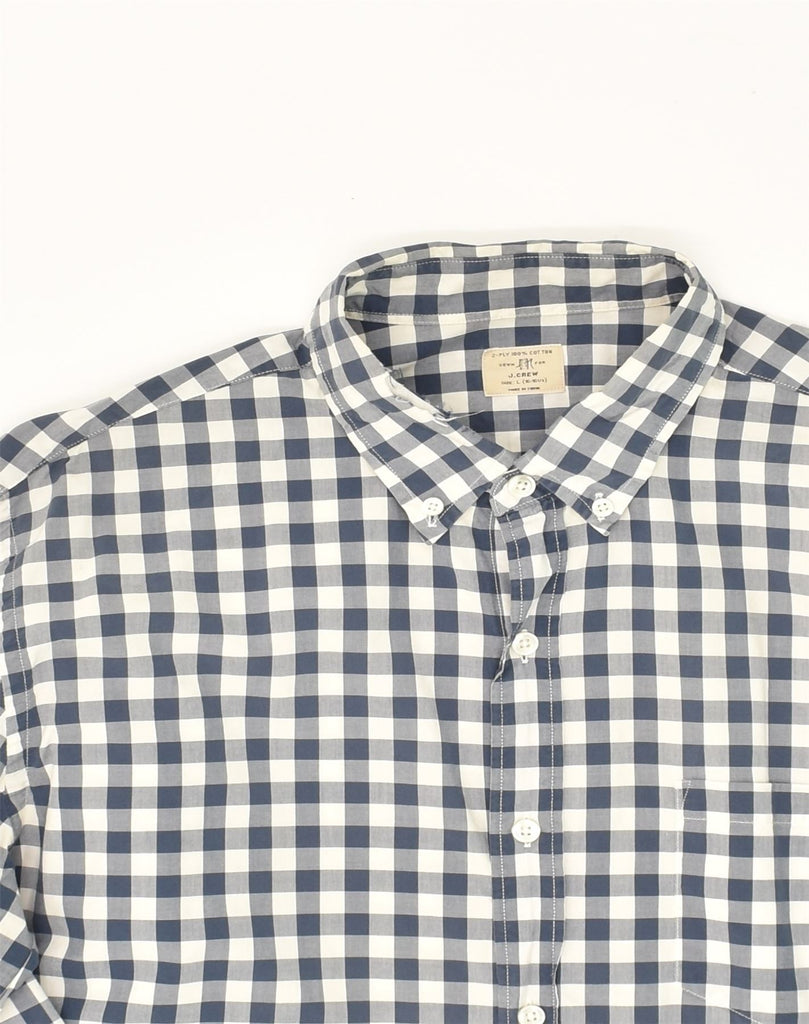 J. CREW Mens Shirt Size 16 16 1/2 Large Navy Blue Gingham Cotton | Vintage J. Crew | Thrift | Second-Hand J. Crew | Used Clothing | Messina Hembry 