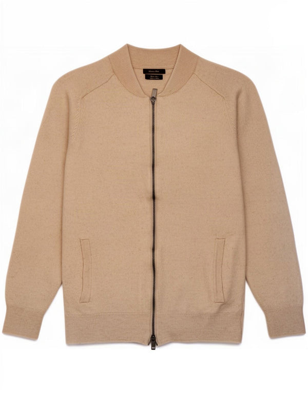 Massimo Dutti Womens Cardigan Sweater UK 12 Medium Beige Wool