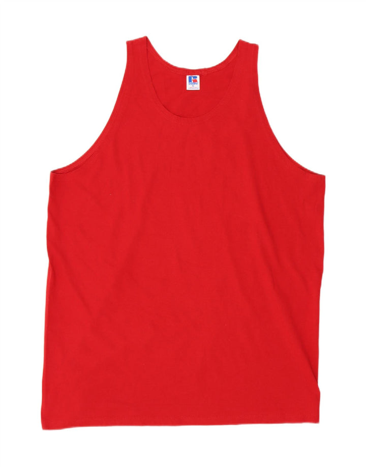 RUSSELL ATHLETIC Mens Vest Top XL Red Cotton Vintage Russell Athletic and Second-Hand Russell Athletic from Messina Hembry 
