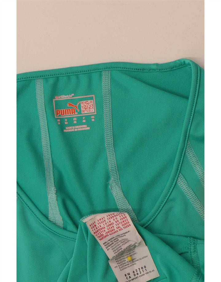 Puma Womens T-Shirt Top UK 12 Medium Green Colourblock Polyester