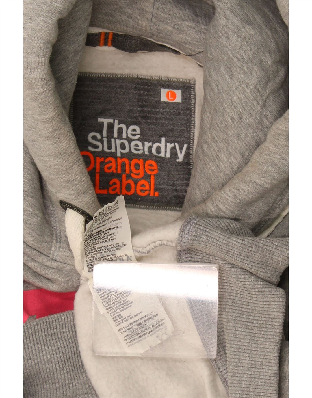 Superdry Womens Graphic Hoodie Jumper UK 16 Large Grey Polyester