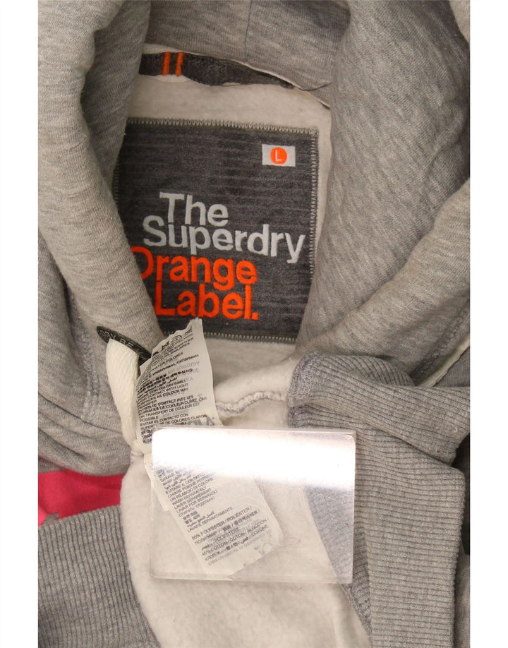 Superdry Womens Graphic Hoodie Jumper UK 16 Large Grey Polyester
