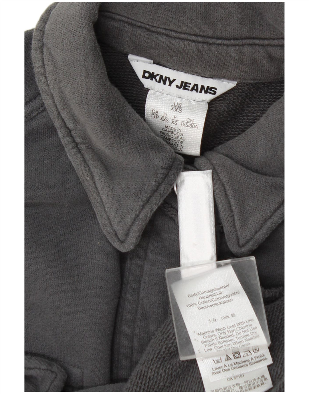 Dkny Womens Overshirt Oversized Shirt UK 2 2XS Grey Cotton