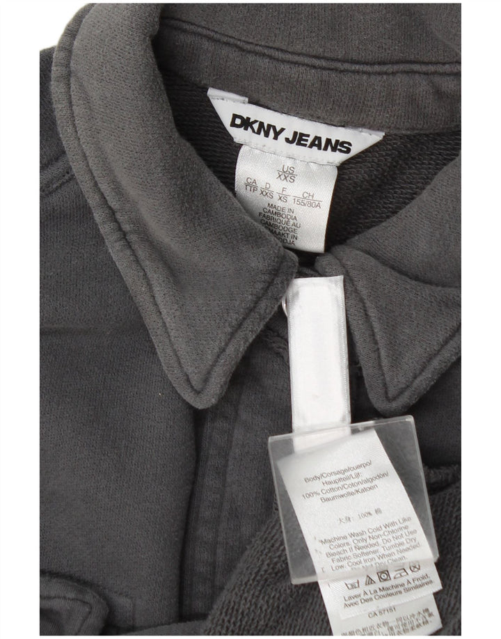 Dkny Womens Overshirt Oversized Shirt UK 2 2XS Grey Cotton