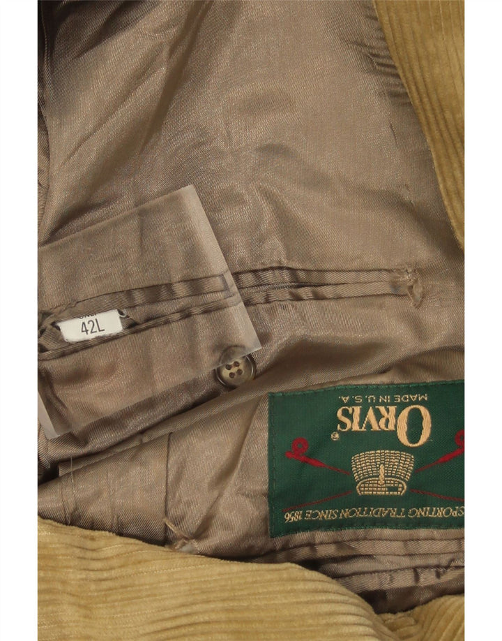 Orvis Mens 3 Button Corduroy Blazer Jacket UK 42 XL Beige