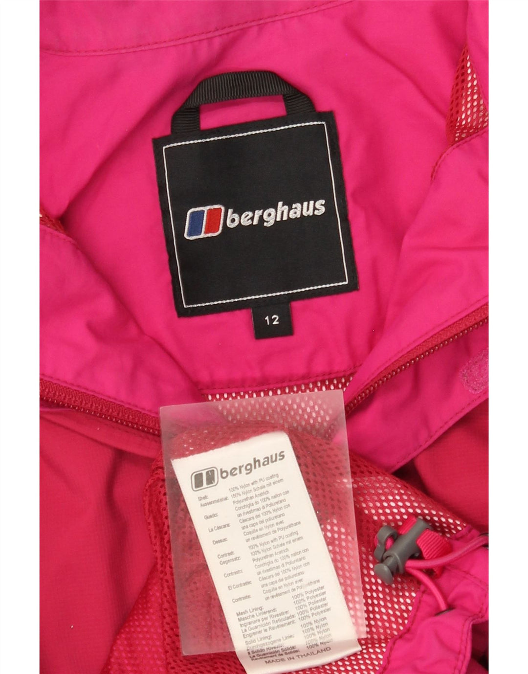 Berghaus Womens Hooded Rain Jacket UK 12 Medium Pink Colourblock Nylon