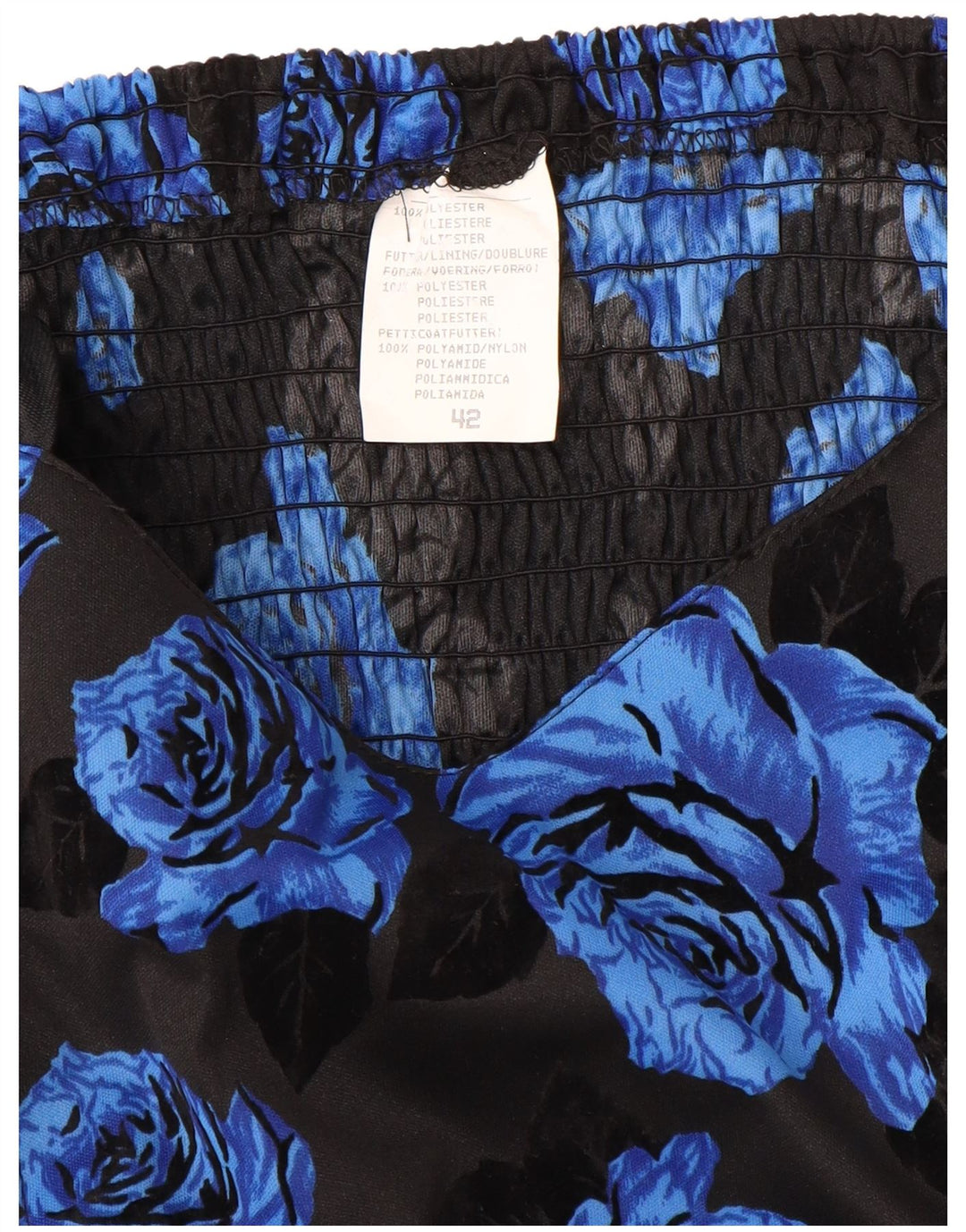 VINTAGE Womens Sleeveless A-Line Dress IT 42 Medium Blue Floral Polyester