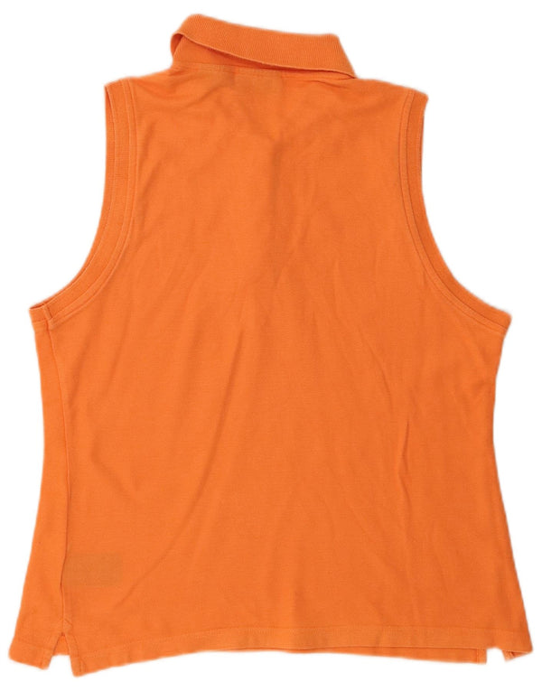 Fila Womens Sleeveless Polo Shirt UK 16 Large Orange Cotton